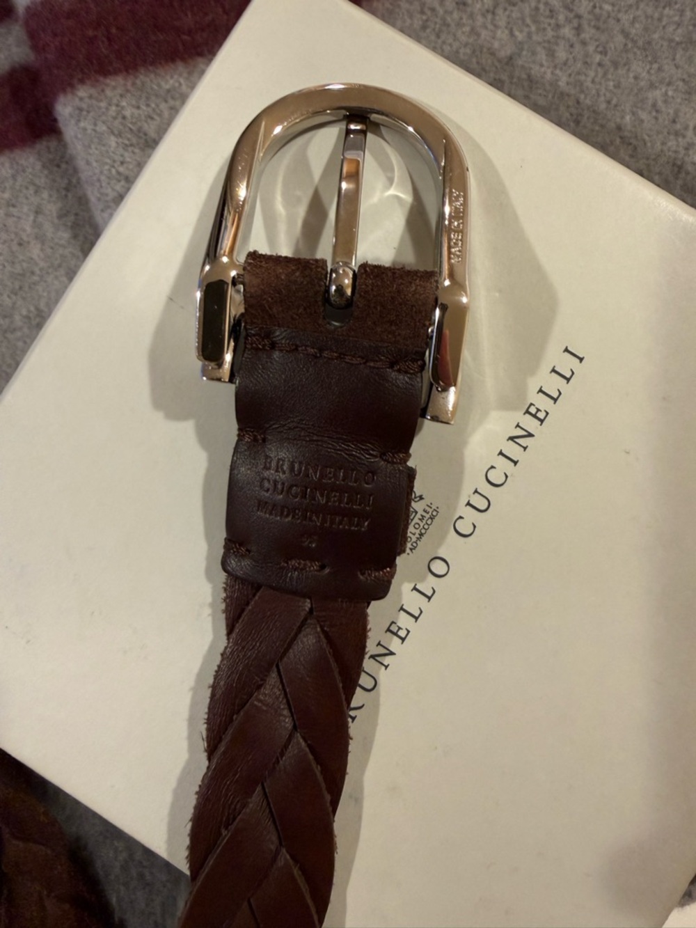 Brown Braided Suede Belt with Silver Buckle - Picture 4 of 5